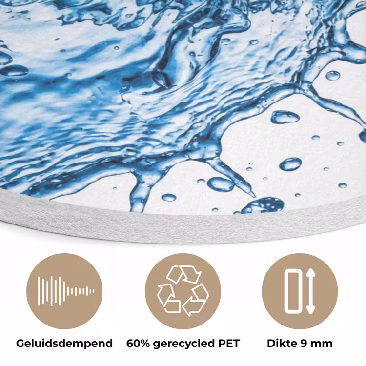 Spash - Water - Blauw Akoestische PET Vilt - Rond klein -closeup_NL