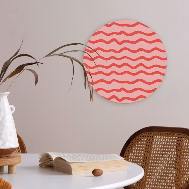 Speels - Patroon - Rood Akoestische PET Vilt - Rond klein 838 -sfeer3