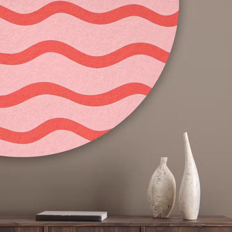 Speels - Patroon - Rood Akoestische PET Vilt - Rond klein 838 -sfeer5_closeup