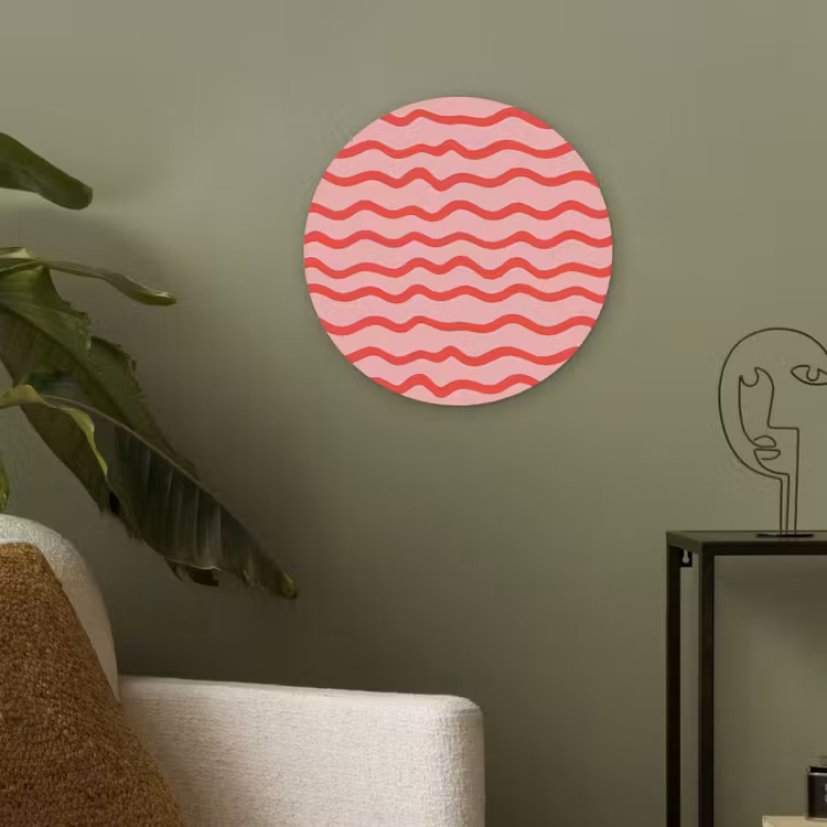 Speels - Patroon - Rood Akoestische PET Vilt - Rond klein 838 -sfeer2