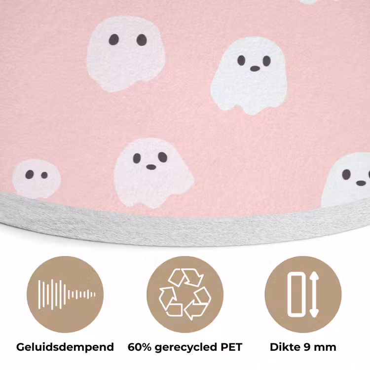 Spookjes - Patroon - Roze Akoestische PET Vilt - Rond klein 838 -closeup_NL
