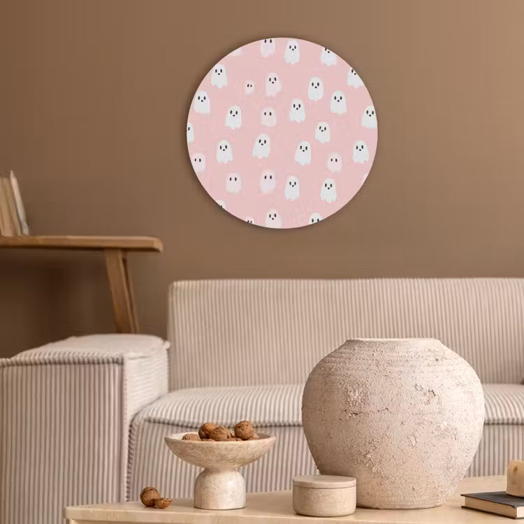 Spookjes - Patroon - Roze Akoestische PET Vilt - Rond klein 838 -sfeer1