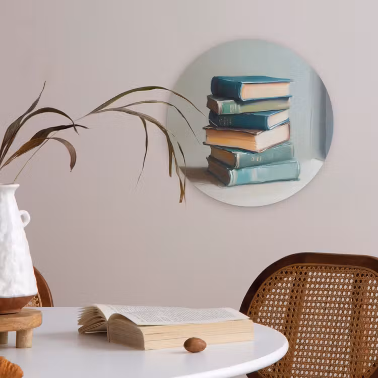 Stapel - Boeken - Groen - Daglicht Akoestische PET Vilt - Rond klein -sfeer3
