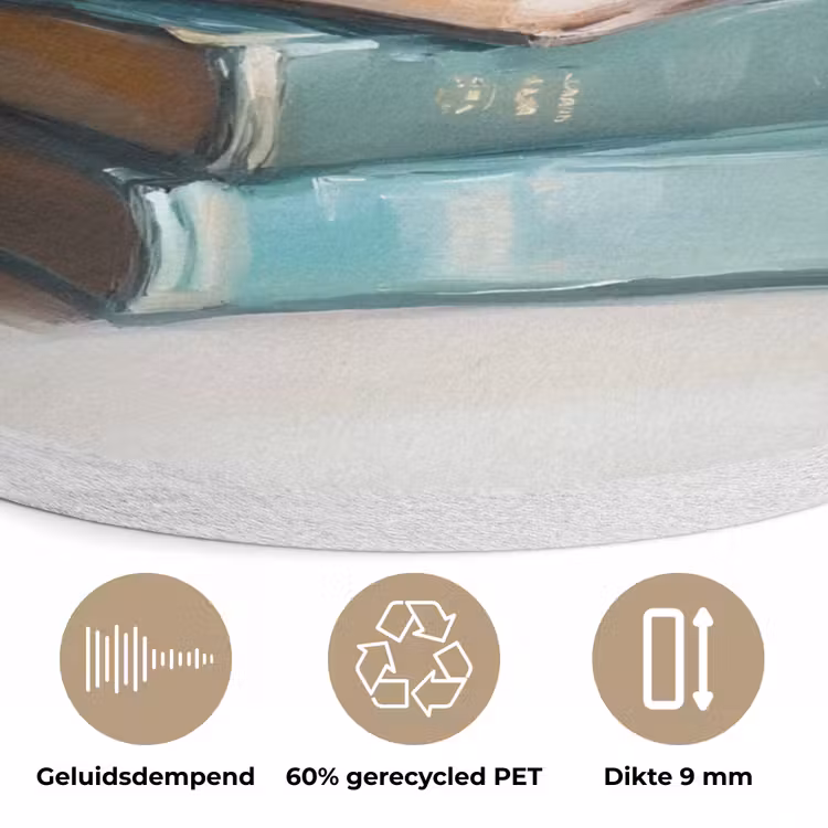Stapel - Boeken - Groen - Daglicht Akoestische PET Vilt - Rond klein -closeup_NL