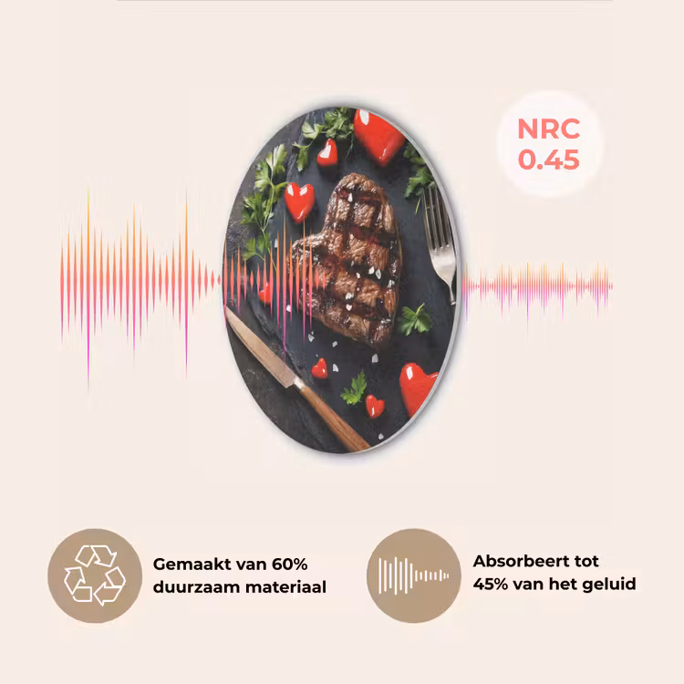 Steak - Hart - Bestek Akoestische PET Vilt - Rond klein -USP_NL