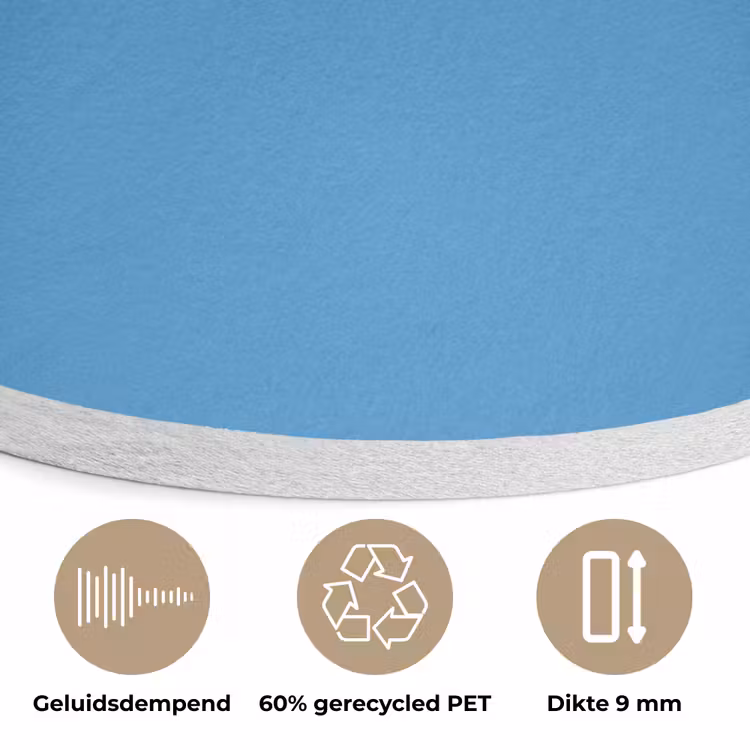 Steel - Blue - Blauw Akoestische PET Vilt - Rond klein 838 -closeup_NL