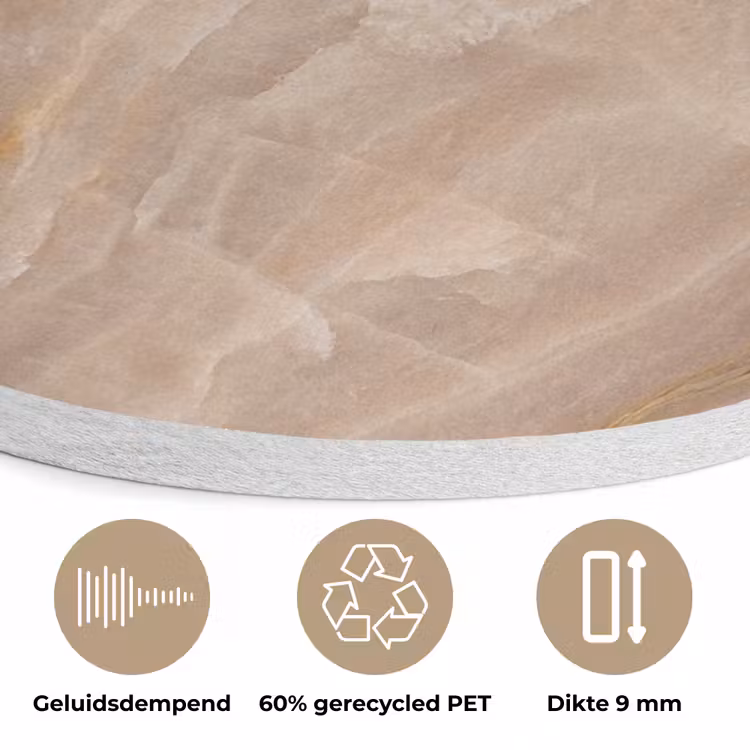 Steen - Ader - Natuur - Modern - Beige Akoestische PET Vilt - Rond klein -closeup_NL
