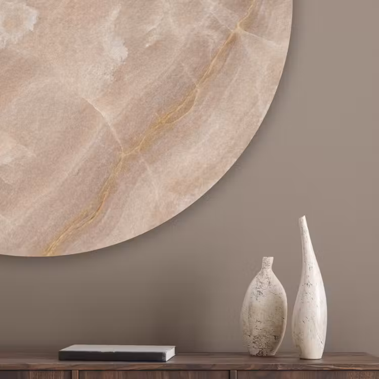 Steen - Ader - Natuur - Modern - Beige Akoestische PET Vilt - Rond klein -sfeer5_closeup