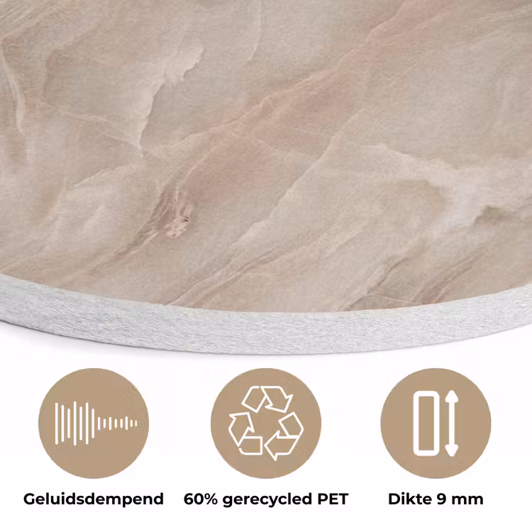 Steen - Golvend - Abstract - Beige Akoestische PET Vilt - Rond klein -closeup_NL