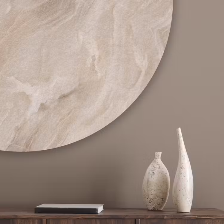 Steen - Golvend - Abstract - Beige Akoestische PET Vilt - Rond klein -sfeer5_closeup