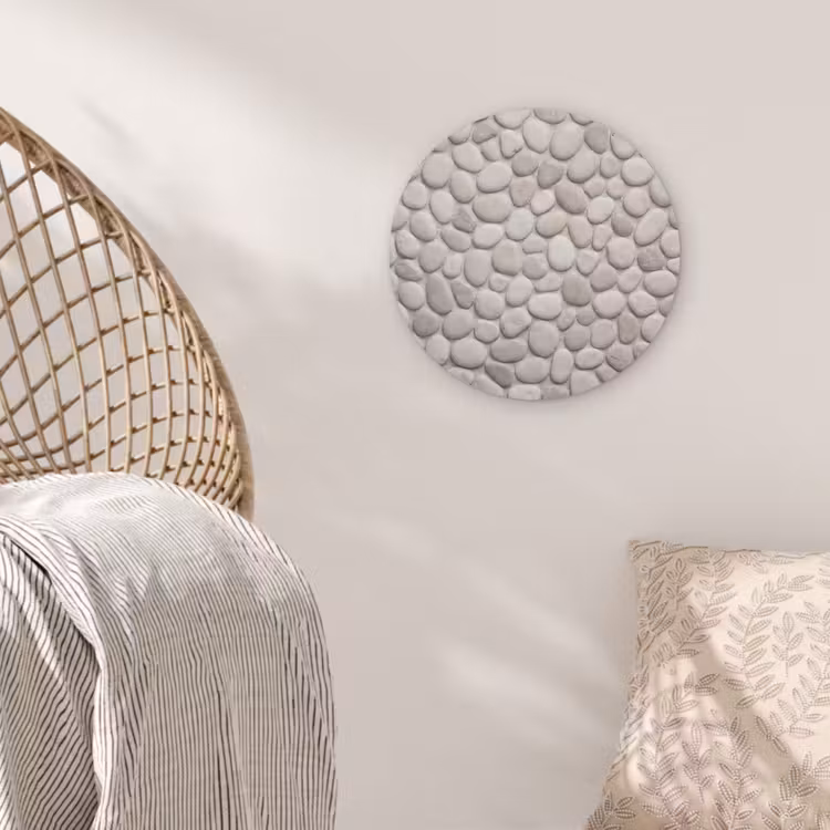 Steen - Kiezel - Natuur - Minimalistisch - Beige Akoestische PET Vilt - Rond klein -sfeer4
