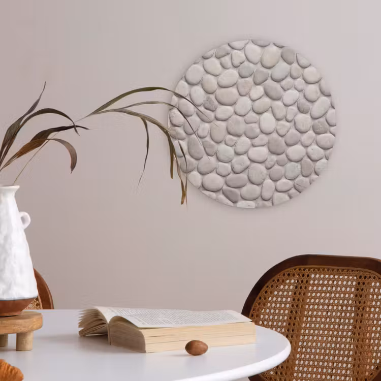 Steen - Kiezel - Natuur - Minimalistisch - Beige Akoestische PET Vilt - Rond klein -sfeer3