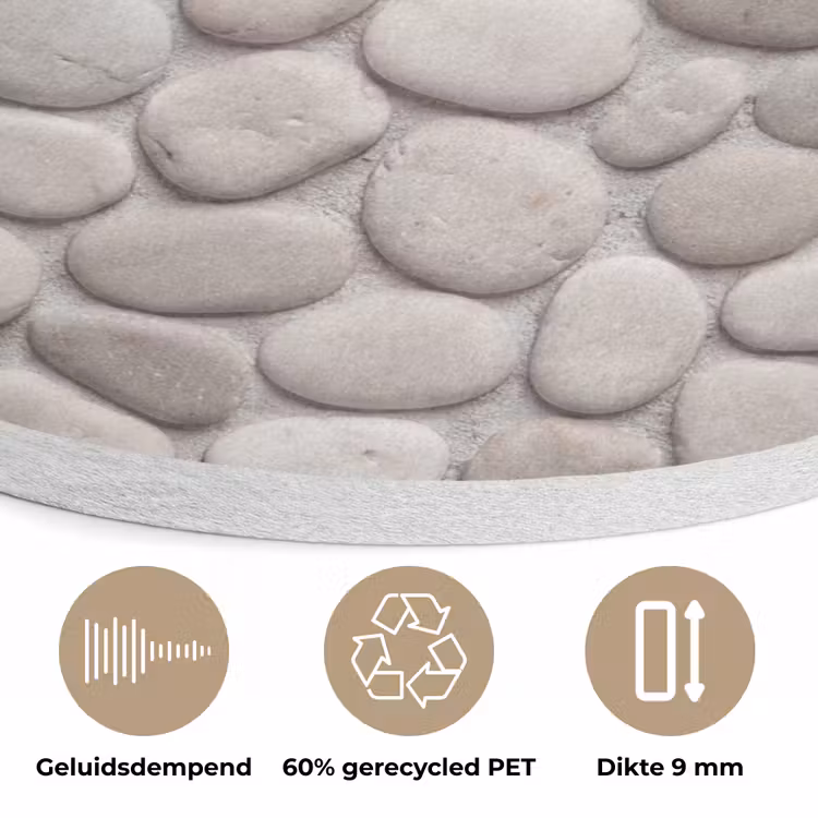Steen - Kiezel - Natuur - Minimalistisch - Beige Akoestische PET Vilt - Rond klein -closeup_NL