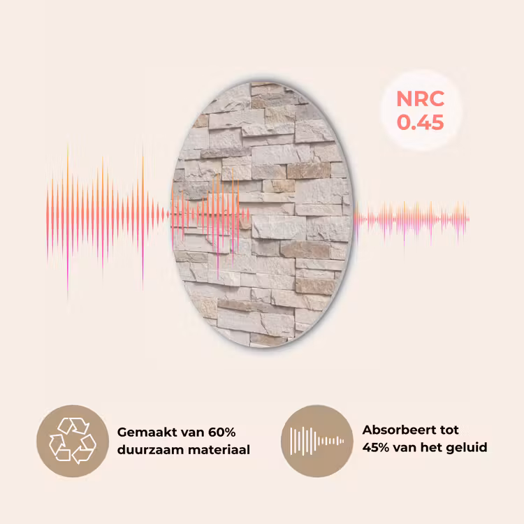 Steen - Muur - Textuur - Rustiek - Beige Akoestische PET Vilt - Rond klein -USP_NL