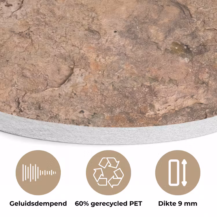 Steen - Natuur - Textuur - Abstract - Bruin Akoestische PET Vilt - Rond klein -closeup_NL