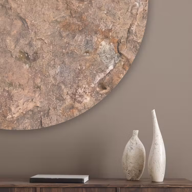 Steen - Natuur - Textuur - Abstract - Bruin Akoestische PET Vilt - Rond klein -sfeer5_closeup