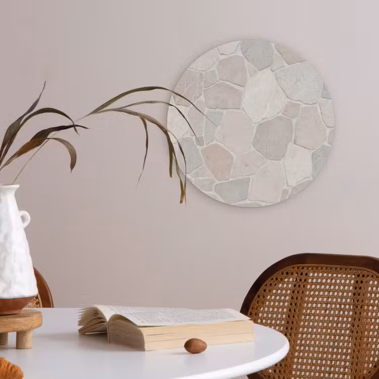 Steen - Patroon - Textuur - Beige Akoestische PET Vilt - Rond klein -sfeer3