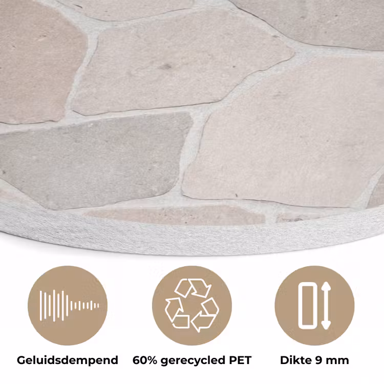 Steen - Patroon - Textuur - Beige Akoestische PET Vilt - Rond klein -closeup_NL