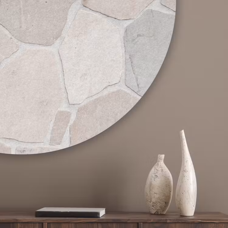 Steen - Patroon - Textuur - Beige Akoestische PET Vilt - Rond klein -sfeer5_closeup