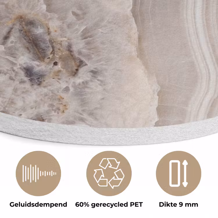 Steen - Textuur - Abstract - Beige - Wit Akoestische PET Vilt - Rond klein -closeup_NL