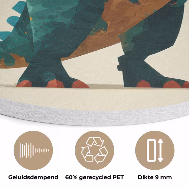 Stekels - Dino - Blauw - Gespierd Akoestische PET Vilt - Rond klein -closeup_NL