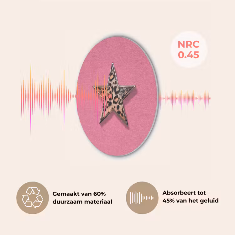 Ster - Luipaard - Print - Roze Akoestische PET Vilt - Rond klein -USP_NL