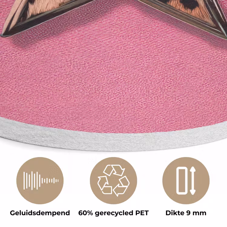 Ster - Luipaard - Print - Roze Akoestische PET Vilt - Rond klein -closeup_NL