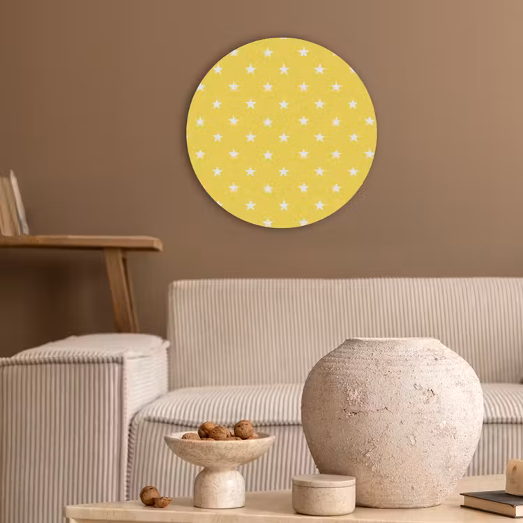 Sterren - Patroon - Minimalistisch - Geel Akoestische PET Vilt - Rond klein 838 -sfeer1