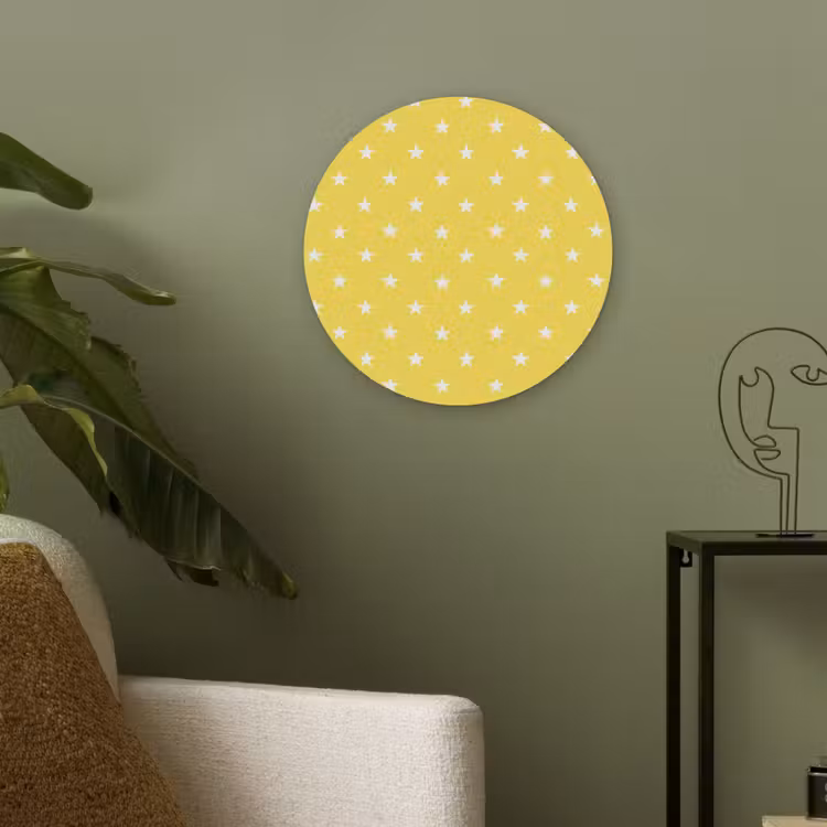 Sterren - Patroon - Minimalistisch - Geel Akoestische PET Vilt - Rond klein 838 -sfeer2