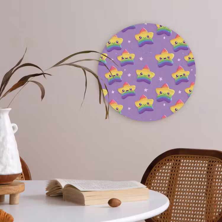 Sterren - Regenboog - Paars Akoestische PET Vilt - Rond klein 838 -sfeer3