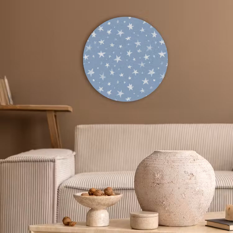 Sterretjes - Patroon - Blauw Akoestische PET Vilt - Rond klein 838 -sfeer1