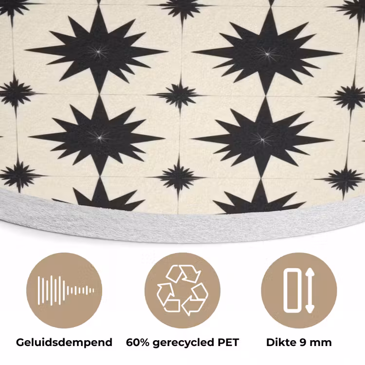 Stervormen - Geometrisch - Zwart Akoestische PET Vilt - Rond klein 838 -closeup_NL