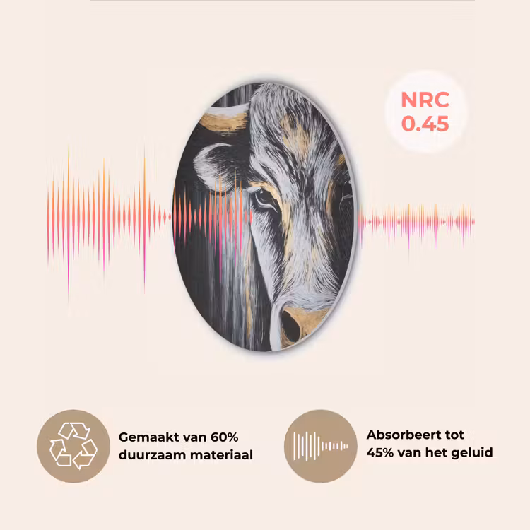Stier - Hoorns - Snuit - Goud Akoestische PET Vilt - Rond klein -USP_NL