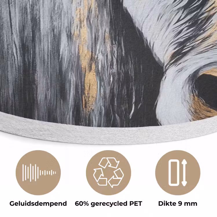 Stier - Hoorns - Snuit - Goud Akoestische PET Vilt - Rond klein -closeup_NL