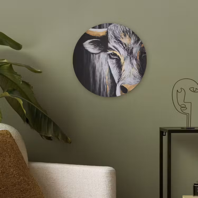 Stier - Hoorns - Snuit - Goud Akoestische PET Vilt - Rond klein -sfeer2