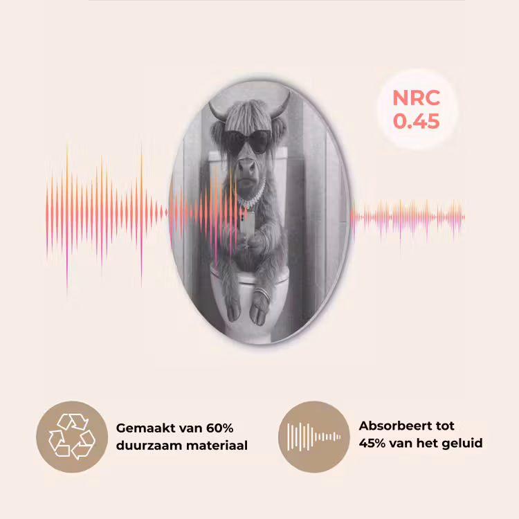 Stier - Telefoon - Toilet - Zwart - Wit Akoestische PET Vilt - Rond klein -USP_NL