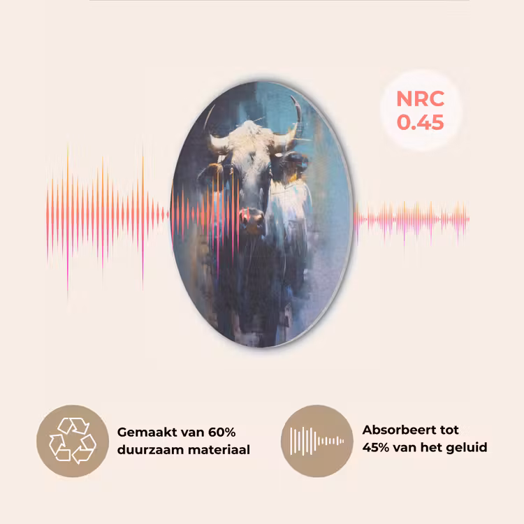Stier - Zwart - Abstract - Horens Akoestische PET Vilt - Rond klein -USP_NL