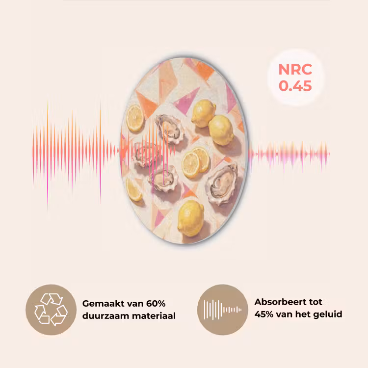 Stilleven - Citroenen - Oesters - Abstract - Oranje Akoestische PET Vilt - Rond klein -USP_NL