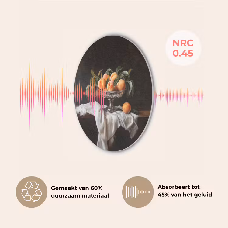 Stilleven - Perziken - Vintage Akoestische PET Vilt - Rond klein -USP_NL