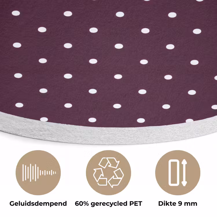 Stippen - Modern - Paars Akoestische PET Vilt - Rond klein 838 -closeup_NL