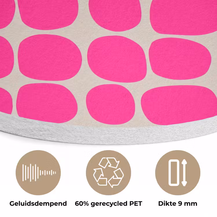 Stippen - Patroon - Roze Akoestische PET Vilt - Rond klein 838 -closeup_NL