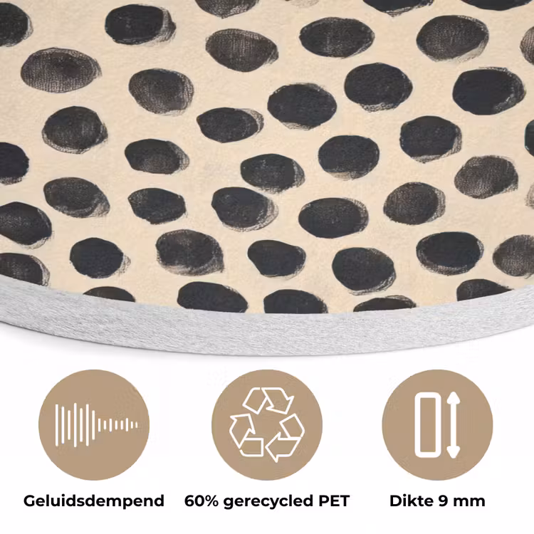 Stippen - Patroon - Zwart Akoestische PET Vilt - Rond klein 838 -closeup_NL