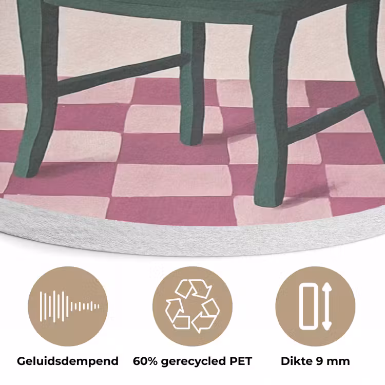 Stoel - Vaas - Bloemen - Geblokt Akoestische PET Vilt - Rond klein -closeup_NL