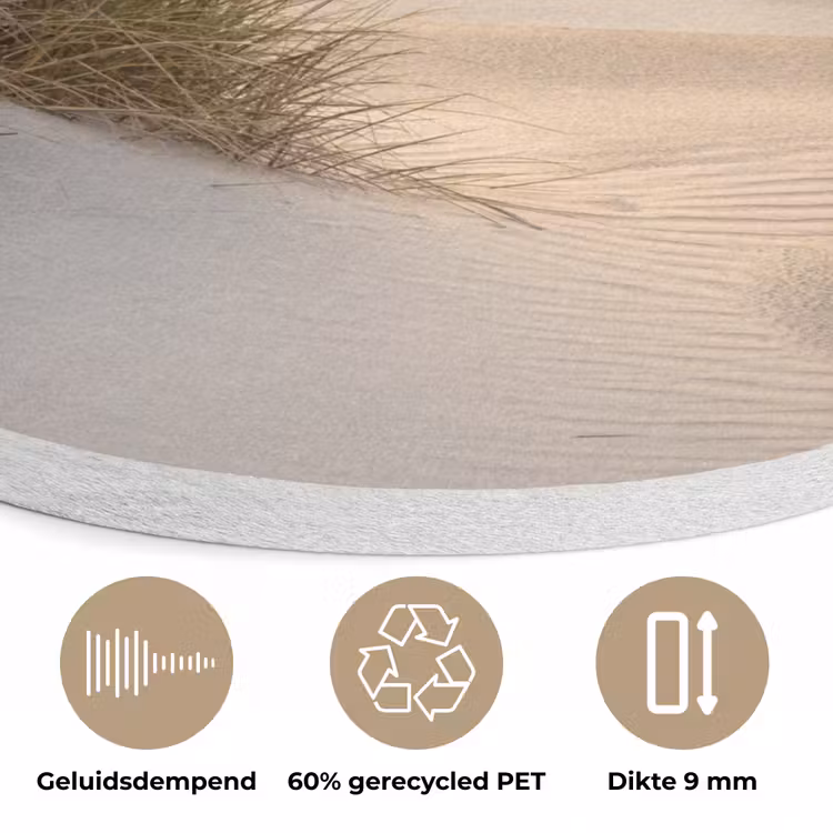 Strand - Duin - Gras - Zonsondergang - Zee Akoestische PET Vilt - Rond klein -closeup_NL