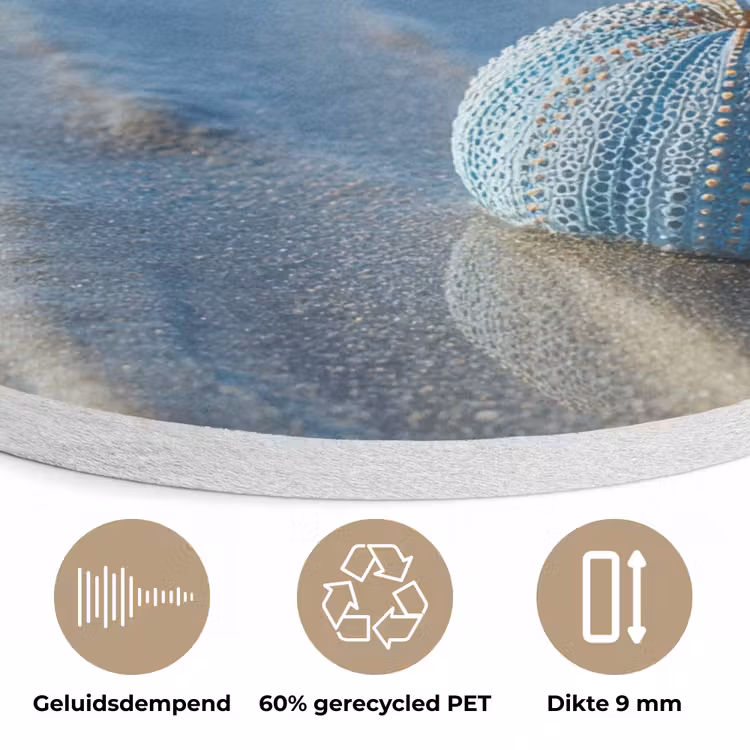 Strand - Schild - Water - Blauw Akoestische PET Vilt - Rond klein -closeup_NL