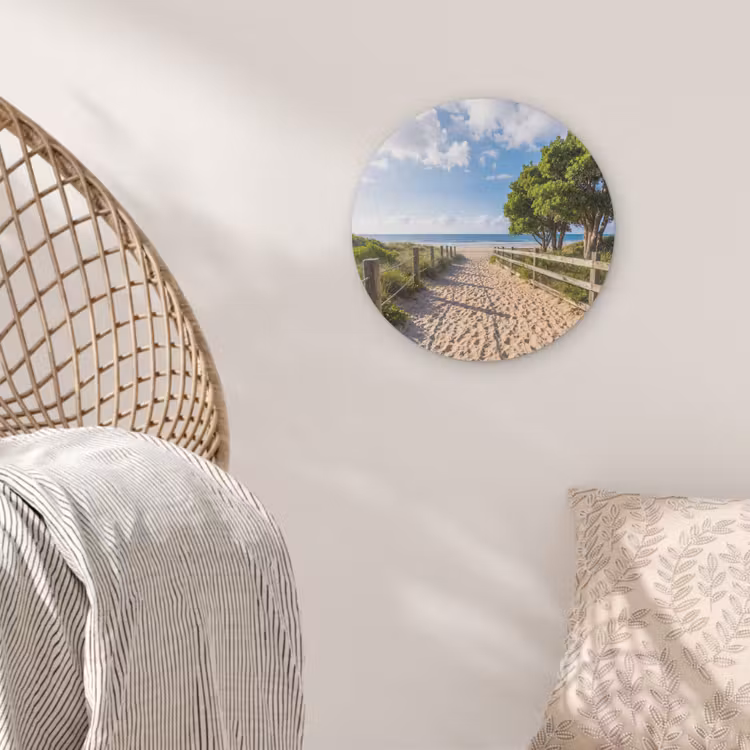 Strand - Zandpad - Oceaan - Natuur Akoestische PET Vilt - Rond klein -sfeer4