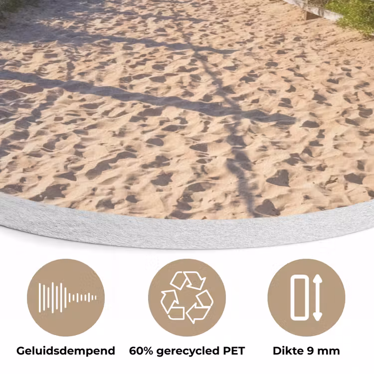 Strand - Zandpad - Oceaan - Natuur Akoestische PET Vilt - Rond klein -closeup_NL