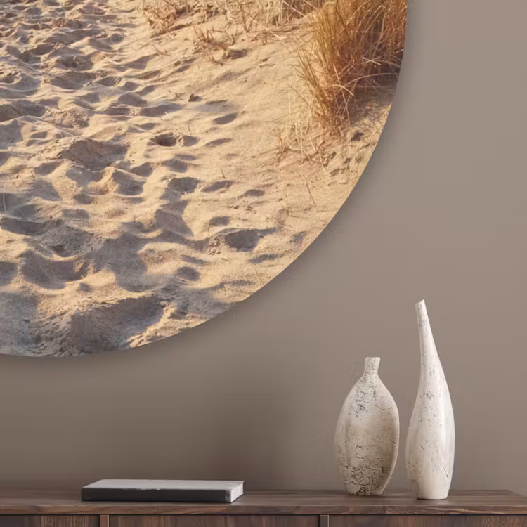 Strand - Zee - Nederland - Duinen - Zon Akoestische PET Vilt - Rond klein -sfeer5_closeup
