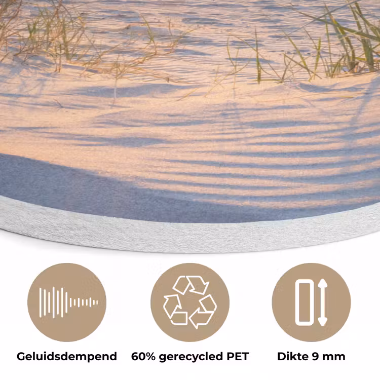 Strand - Zon - Duin - Gras - Zand - Horizon Akoestische PET Vilt - Rond klein -closeup_NL