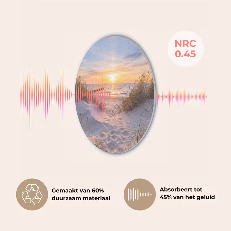 Strand - Zonsondergang - Natuur - Landschap Akoestische PET Vilt - Rond klein -USP_NL